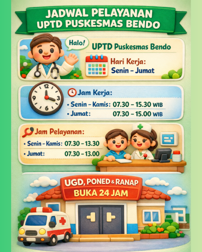 JADWAL PELAYANAN PUSKESMAS BENDO